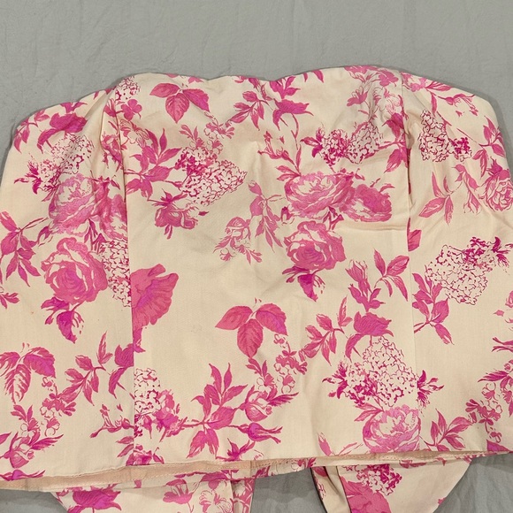 Blush Pink Printed Bow Strapless Crop Top - Picture 3 of 7